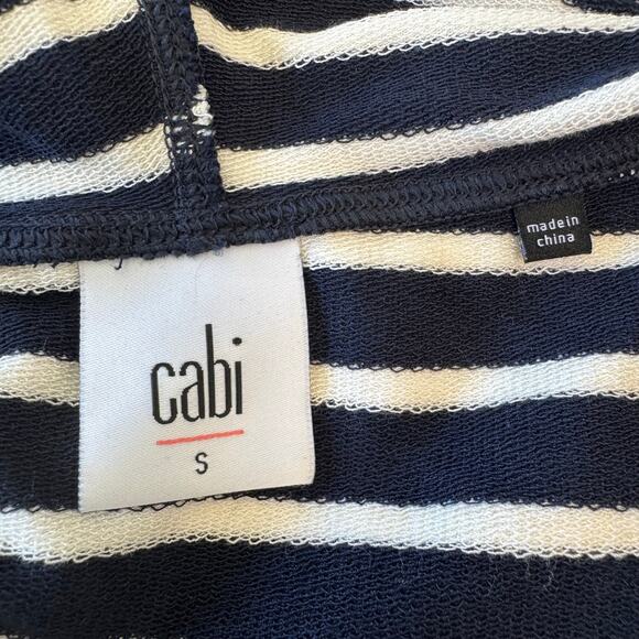 CABI Hooded Knee Length Dress Women's Size S Navy White Striped Coastal Beachy - Picture 8 of 11